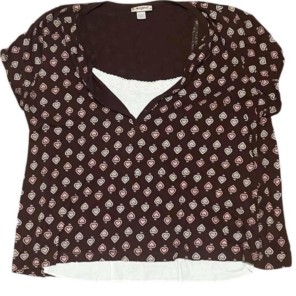 vintage y2k self esteem layered top with built in lace camisole